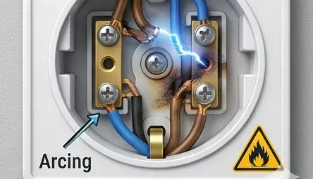 Close up of a brown scorch mark on a UK plug